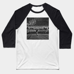 Broken Glass Sky - Black and White Baseball T-Shirt